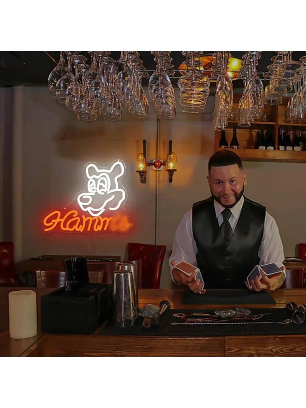 Dimmable Neon Bear Sign for Wall Decor | LED Light for Home Bar, Pub, Man Cave
